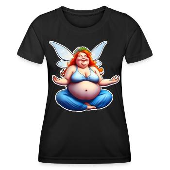 Niedliche dicke gute Laune Fee - Frauen Funktions-T-Shirt - Schwarz - Vorne - AI Model Female 172 light (172cm)