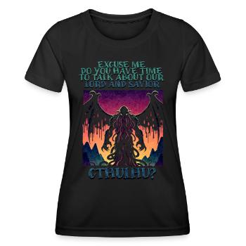 Seigneur et Rédempteur Cthulhu Cult Lovecraft Necronomicon - T-shirt sport Femme - noir - Devant - AI Model Female 172 light (172cm)