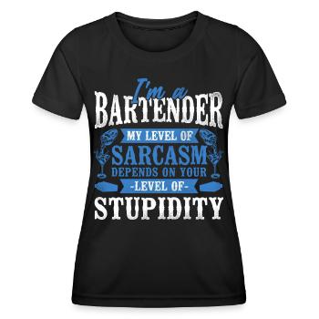Barman Mixologue Je suis A - T-shirt sport Femme - noir - Devant - AI Model Female 172 light (172cm)