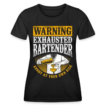 Bartender Mixologist Warning - Frauen Funktions-T-Shirt - Schwarz - Vorne - AI Model Female 172 light (172cm)