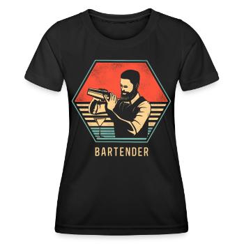Barman Mixologue Rétro Vintage - T-shirt sport Femme - noir - Devant - AI Model Female 172 light (172cm)