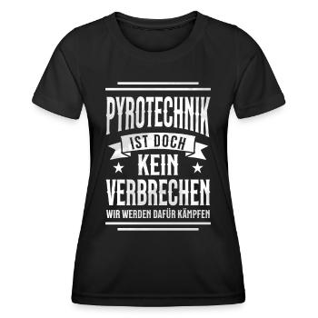 Pyrotechnics are not a crime - Meme Spruch - Women's Functional T-Shirt - black - Front - AI Model Female 172 light (172cm)