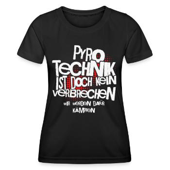 Pyrotechnics are not a crime - Meme Spruch - Women's Functional T-Shirt - black - Front - AI Model Female 172 light (172cm)