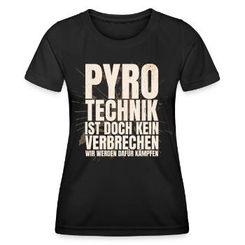 Pyrotechnics are not a crime - Meme Spruch - Women's Functional T-Shirt - black - Front - AI Model Female 172 light (172cm)