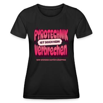 Pyrotechnics are not a crime - Meme Spruch - Women's Functional T-Shirt - black - Front - AI Model Female 172 light (172cm)