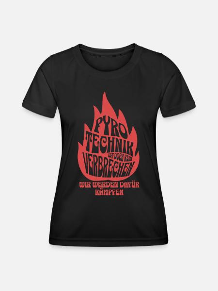 Pyrotechnik ist doch kein Verbrechen - Meme Spruch - Frauen Funktions-T-Shirt - Schwarz