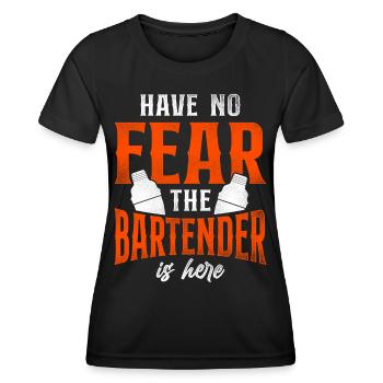 Barman Mixologue N’ayez crainte - T-shirt sport Femme - noir - Devant - AI Model Female 172 light (172cm)