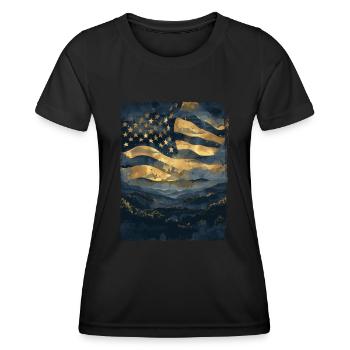 American Flag United States Woods Vintage Retro - Women's Functional T-Shirt - black - Front - AI Model Female 172 light (172cm)