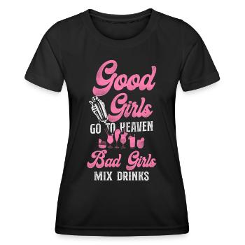 Bartender Mixologist Good Girls Go - Frauen Funktions-T-Shirt - Schwarz - Vorne - AI Model Female 172 light (172cm)