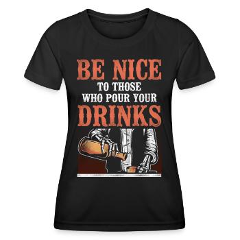 Bartender Mixologist Be Nice To - Frauen Funktions-T-Shirt - Schwarz - Vorne - AI Model Female 172 light (172cm)