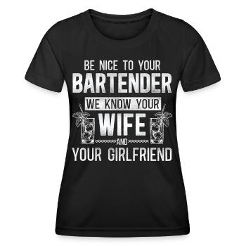 Bartender Mixologist Be Nice To - Frauen Funktions-T-Shirt - Schwarz - Vorne - AI Model Female 172 light (172cm)