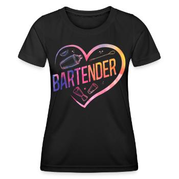 Barman Mixologue Cœur - T-shirt sport Femme - noir - Devant - AI Model Female 172 light (172cm)