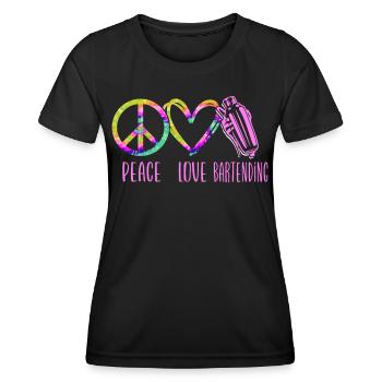 Bartender Mixologist Tie Dye Peace - Frauen Funktions-T-Shirt - Schwarz - Vorne - AI Model Female 172 light (172cm)