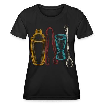Bartender Mixologist Retro - Frauen Funktions-T-Shirt - Schwarz - Vorne - AI Model Female 172 light (172cm)