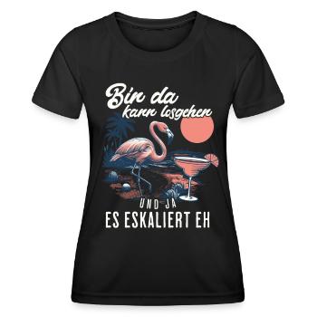 Funny Flamingo 'I'm Here You Can Go' Design - Women's Functional T-Shirt - black - Front - AI Model Female 172 light (172cm)