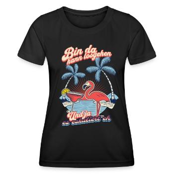 Flamingo 'I'm Here You Can Go' Party Design - Women's Functional T-Shirt - black - Front - AI Model Female 172 light (172cm)