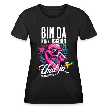 Flamingo 'I’m there can go' pour la fête - T-shirt sport Femme - noir - Devant - AI Model Female 172 light (172cm)