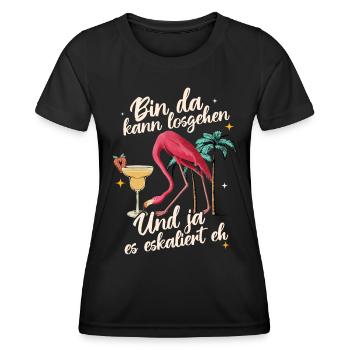 'I’m there can go' flamant rose pour la fête - T-shirt sport Femme - noir - Devant - AI Model Female 172 light (172cm)