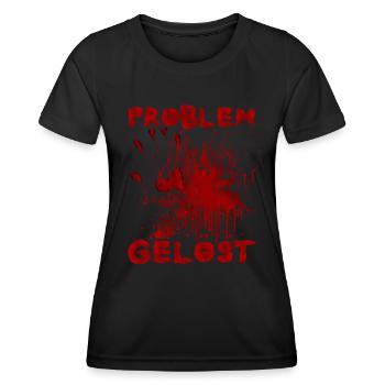 Problème résolu - Drôle de dicton d’Halloween - T-shirt sport Femme - noir - Devant - AI Model Female 172 light (172cm)