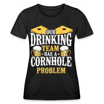 Joueur de sac de haricots de l’équipe Cornhole - T-shirt sport Femme - noir - Devant - AI Model Female 172 light (172cm)