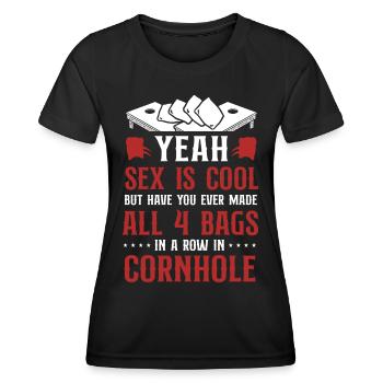 Cornhole Team Bean Bag Player - Women's Functional T-Shirt - black - Front - AI Model Female 172 light (172cm)