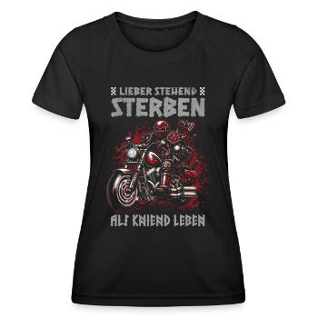 Biker Knight Design Better Die Standing - Women's Functional T-Shirt - black - Front - AI Model Female 172 light (172cm)