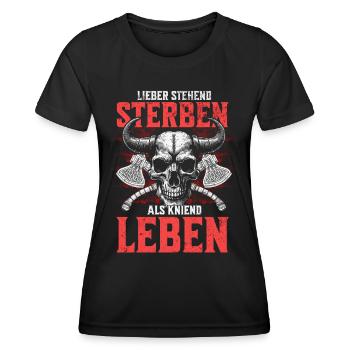 Crâne nordique préférer la conception de tatouage de matrice debout - T-shirt sport Femme - noir - Devant - AI Model Female 172 light (172cm)