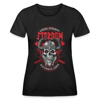 Böse Bub Viking Schädel Stehend Sterben 2024 - Frauen Funktions-T-Shirt - Schwarz - Vorne - AI Model Female 172 light (172cm)