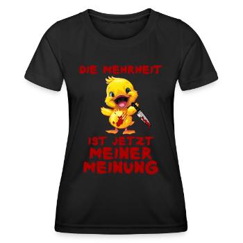 Mehrheit meiner Meinung Ente mit Messer Halloween - Frauen Funktions-T-Shirt - Schwarz - Vorne - AI Model Female 172 light (172cm)