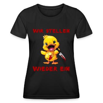 Stellen wieder ein - Ente mit Messer Halloween - Frauen Funktions-T-Shirt - Schwarz - Vorne - AI Model Female 172 light (172cm)