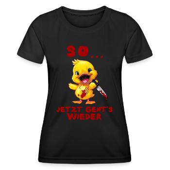So jetzt geht's wieder - Ente Messer Halloween - Frauen Funktions-T-Shirt - Schwarz - Vorne - AI Model Female 172 light (172cm)