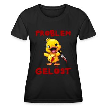 Problem gelöst - Ente mit Messer Halloween - Frauen Funktions-T-Shirt - Schwarz - Vorne - AI Model Female 172 light (172cm)