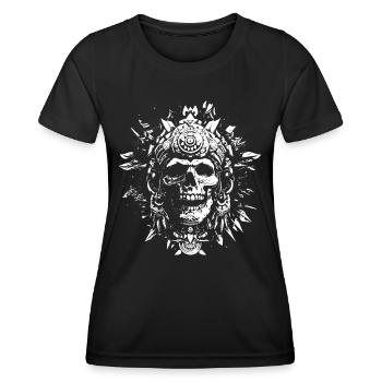 Crâne Aztèque Halloween - Crâne Tribal Design - T-shirt sport Femme - noir - Devant - AI Model Female 172 light (172cm)
