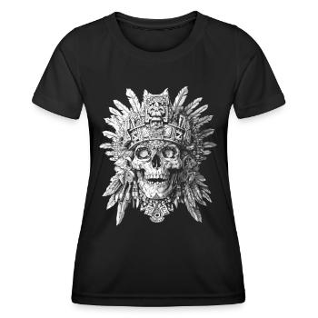 Crâne Aztèque Halloween - Crâne Squelette Tribal - T-shirt sport Femme - noir - Devant - AI Model Female 172 light (172cm)