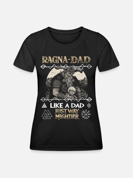 RAGNA-DAD Wikinger-Vater mit Kind für Vatertag - Frauen Funktions-T-Shirt - Schwarz