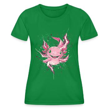 Kawaii Axolotl with lightning bolts for Axolotl fans - Women's Functional T-Shirt - kelly green - Front - AI Model Female 172 dark (172cm)