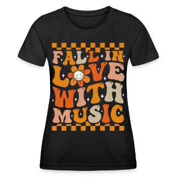Fall In Love With Music Groovy Music Lover - Women's Functional T-Shirt - black - Front - AI Model Female 172 light (172cm)