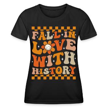 Fall In Love With History Groovy Autumn - Women's Functional T-Shirt - black - Front - AI Model Female 172 light (172cm)