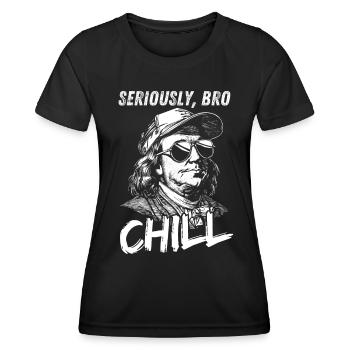 Seriously Bro Chill Benjamin Franklin Meme Figur - Frauen Funktions-T-Shirt - Schwarz - Vorne - AI Model Female 172 light (172cm)