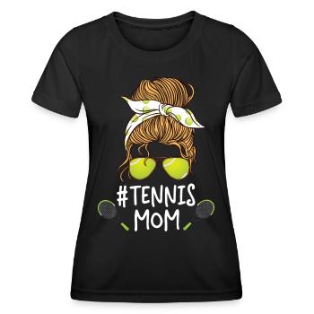 Funny Tennis Player Racket - Frauen Funktions-T-Shirt - Schwarz - Vorne - AI Model Female 172 light (172cm)