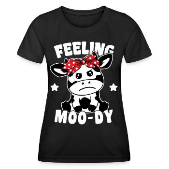 Vache mignonne se sentant lunatique, jeu de mots drôle - T-shirt sport Femme - noir - Devant - AI Model Female 172 light (172cm)