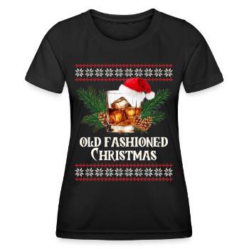 Old Fashioned Whiskey Funny Christmas Cocktail - Women's Functional T-Shirt - black - Front - AI Model Female 172 light (172cm)
