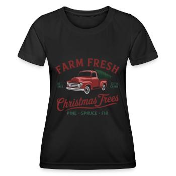 Frische Weihnachtsbäume - Kiefer, Fichte, Tanne - Frauen Funktions-T-Shirt - Schwarz - Vorne - AI Model Female 172 light (172cm)