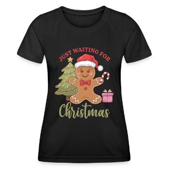 En attendant Noël - Gingerbread Joy - T-shirt sport Femme - noir - Devant - AI Model Female 172 light (172cm)