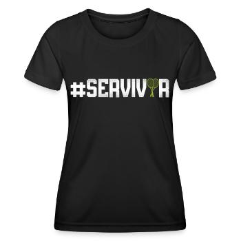 Funny Tennis Player Racket - Frauen Funktions-T-Shirt - Schwarz - Vorne - AI Model Female 172 light (172cm)