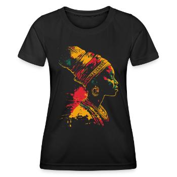 Farbenfrohes Heritage Black History Month Profil - Frauen Funktions-T-Shirt - Schwarz - Vorne - AI Model Female 172 light (172cm)