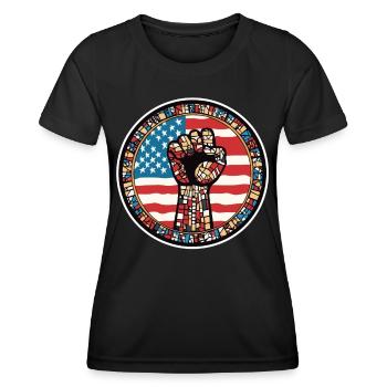 Patrimoine du Mois de l’histoire des Noirs afro-américains - T-shirt sport Femme - noir - Devant - AI Model Female 172 light (172cm)