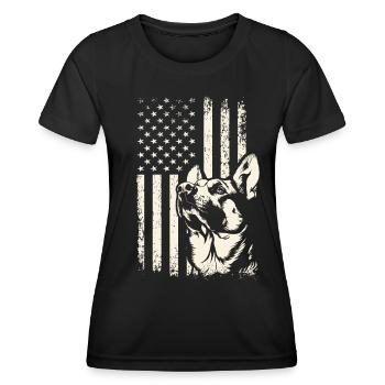 Veterans Day German Shepherd USA Pride - Women's Functional T-Shirt - black - Front - AI Model Female 172 light (172cm)