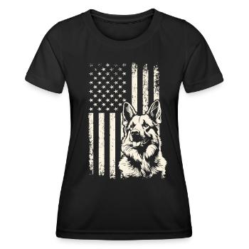 Veterans Day German Shepherd USA Pride - Women's Functional T-Shirt - black - Front - AI Model Female 172 light (172cm)