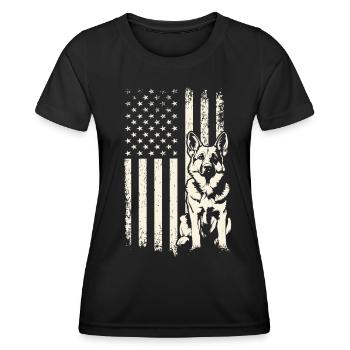 German Shepherd USA 4th of July and Veterans Day - Women's Functional T-Shirt - black - Front - AI Model Female 172 light (172cm)